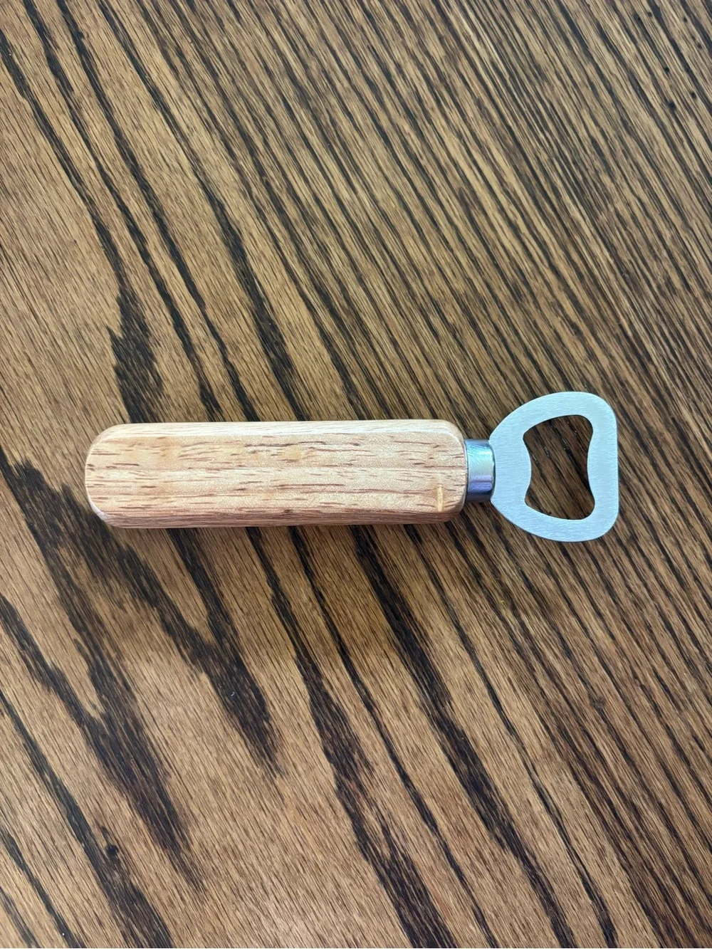 Wood Handle Bottle Opener with 'Life happens. Beer helps.'